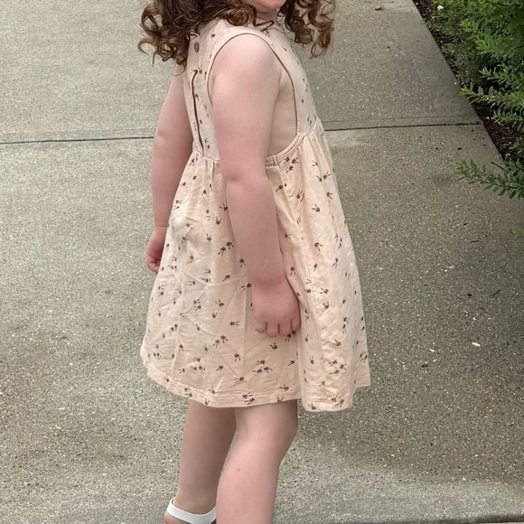 Floral Beige Toddlers Dress - Picture 5 of 6